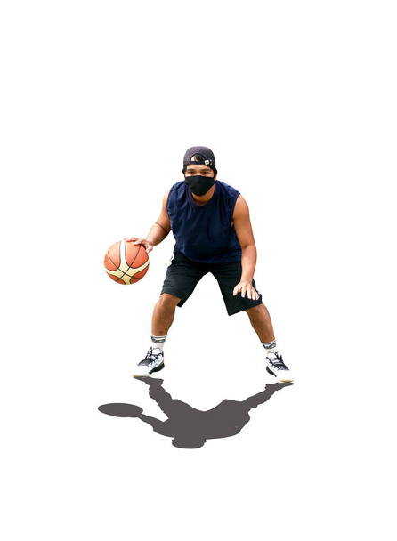Basketball players in the new normal era wear cloth masks with clipping path - Zdjęcie, obraz