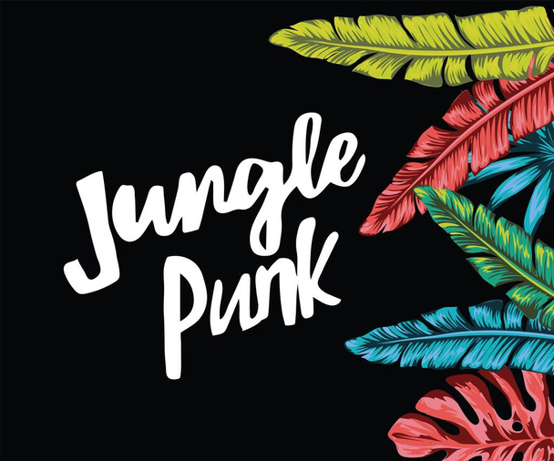 jungle punk banners for social media, tropical jungle decoration in bright colors, banner design for various purposes. - Vektor, Bild