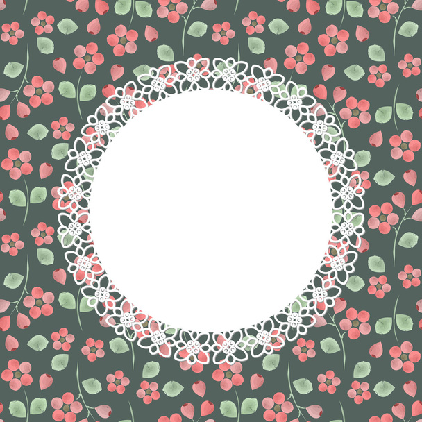 Flower pattern with vintage frame - Vettoriali, immagini