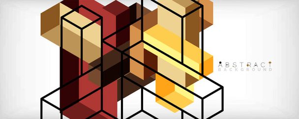 Fondo abstracto. 3d cubos, elementos cúbicos y bloques. Techno o concepto de negocio para fondo de pantalla, banner, fondo, landing page - Vector, Imagen