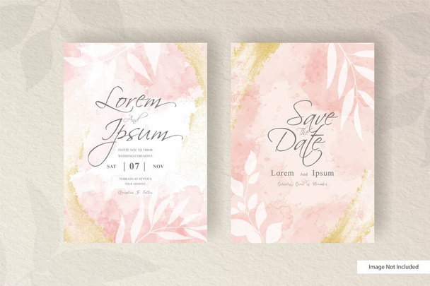 Acquerello Wedding Invito carta con dipinto a mano colorato acquerello liquido ed elemento floreale - Vettoriali, immagini