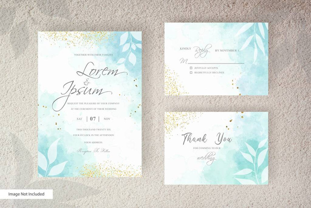 Minimalistische Blumenarrangements Hochzeitseinladungsvorlage mit abstrakten Aquarellen - Vektor, Bild