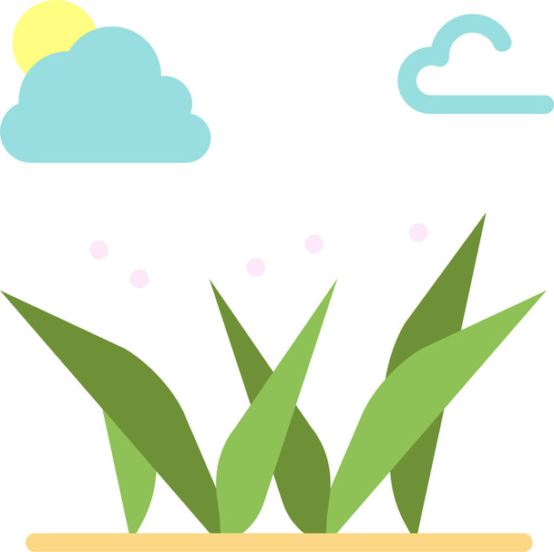 hierba hierba verde icono en estilo plano - Vector, imagen