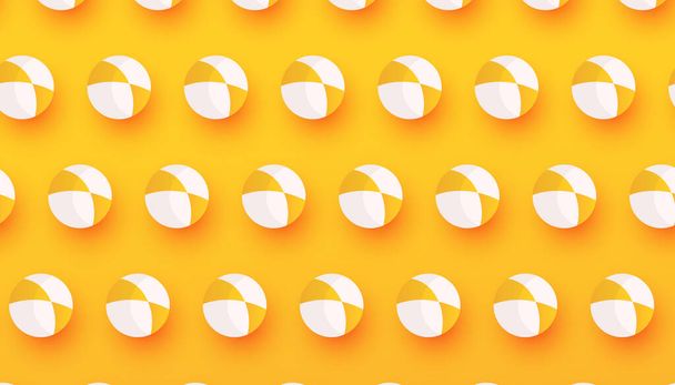Kreatives Sommerbanner in trendigen leuchtenden Farben mit bunten Strandbällen-Mustern. Werbebanner für Website, Flyer und Poster. Vektorillustration - Vektor, Bild