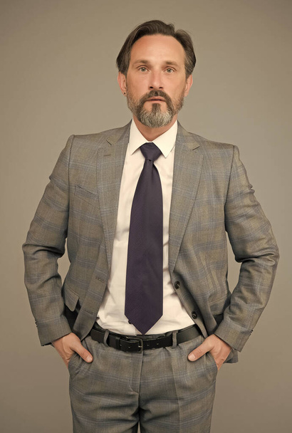 handsome adult boss man in office wear with tie ready for work, lawyer - Φωτογραφία, εικόνα