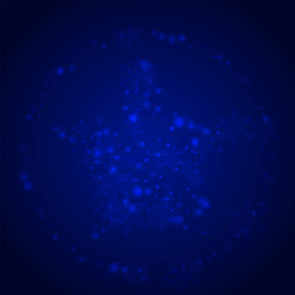 Silver Snowstorm Vector Blue Background. Shiny Festive Confetti Banner. Christmas Snowflake Design. Xmas Stars Texture. - Вектор, зображення