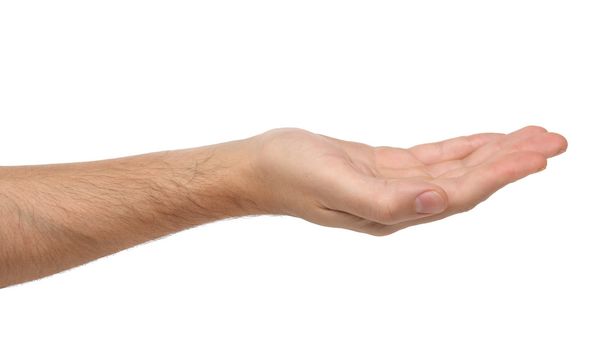 Człowiek ręka znak izolowane na białym tle - Zdjęcie, obraz