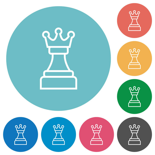 Білі шахові королева плоскі білі іконки на круглих кольорових фонах
 - Вектор, зображення