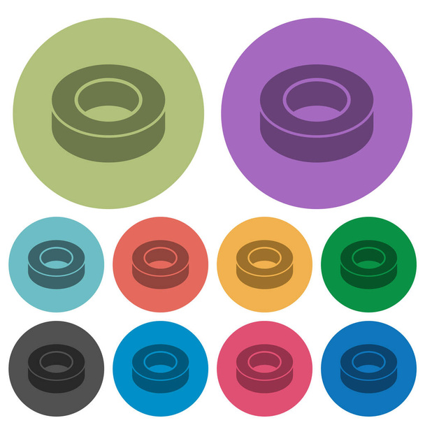 Insulating tape darker flat icons on color round background - Vector, Image