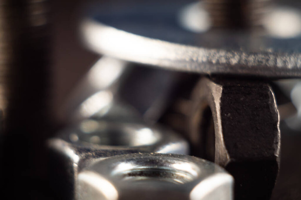 A closeup shot of metal screws and bolts - Φωτογραφία, εικόνα