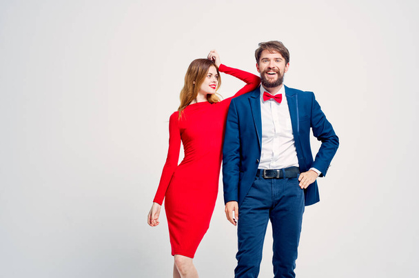 Mann und Frau Romanze glücklich isoliert Hintergrund - Foto, Bild