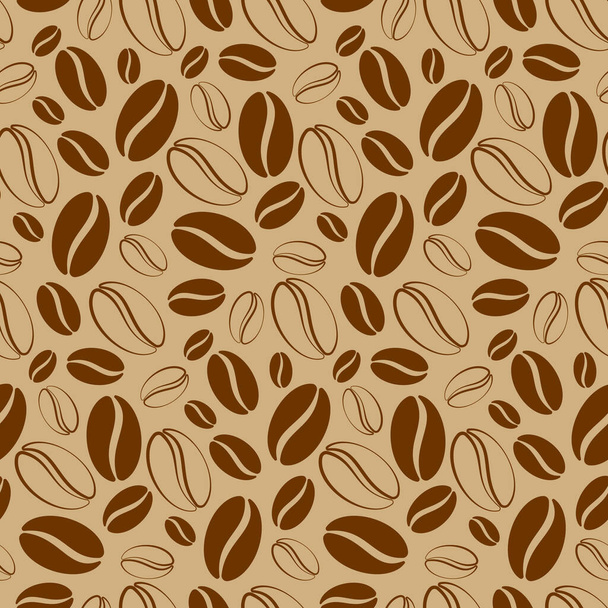 Coffee vector seamless pattern. Cute vector seamless background with coffee beans. - Vektor, kép