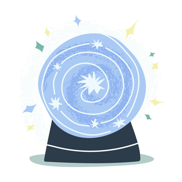 魔法のクリスタルボールは、真ん中の星と将来のテラーちらつき。神秘的で占い、占星術の概念. - ベクター画像