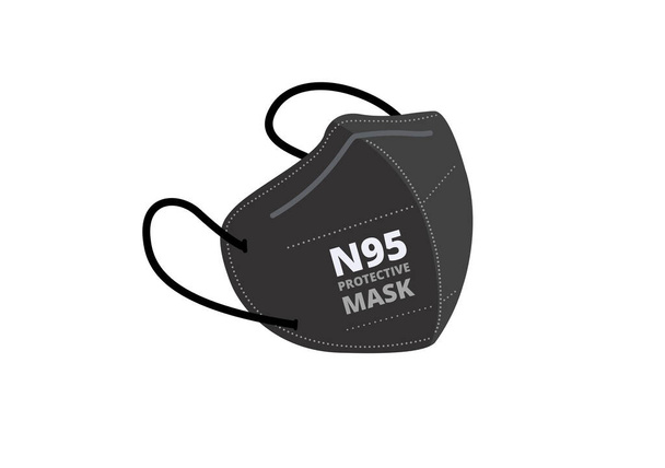 preto n95 máscara vetor isolado no fundo branco ep42 - Vetor, Imagem