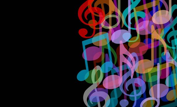 Music background and musical arts symbol as a group of melody notes combined together in an audio harmony concept in a 3D illustration style. - Foto, imagen