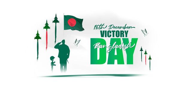 Illustration vectorielle pour le jour de la victoire du Bangladesh, fête nationale, soldats, hissage du drapeau - Vecteur, image