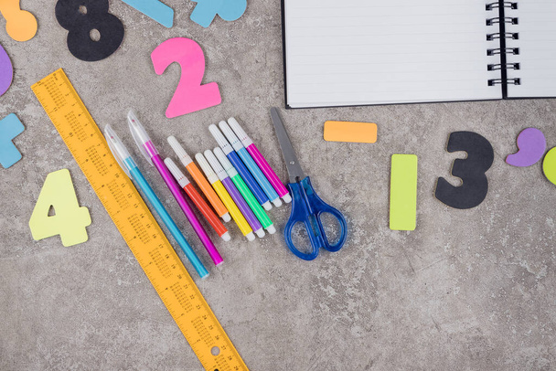 Background of back to school with assortment stationery supplies. - Photo, Image