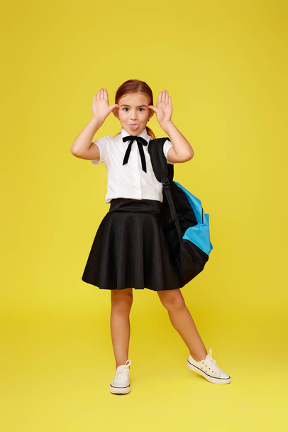 adorable schoolgirl with backpack. Back to school - Foto, Imagem