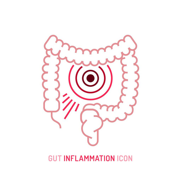 Gut inflammation, pain, angriness sign. Editable vector illustration in modern outline style - Vector, Image