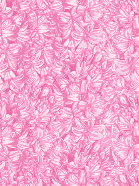 Beautiful pink vertical seamless background with hyacinth. - Vector, Image