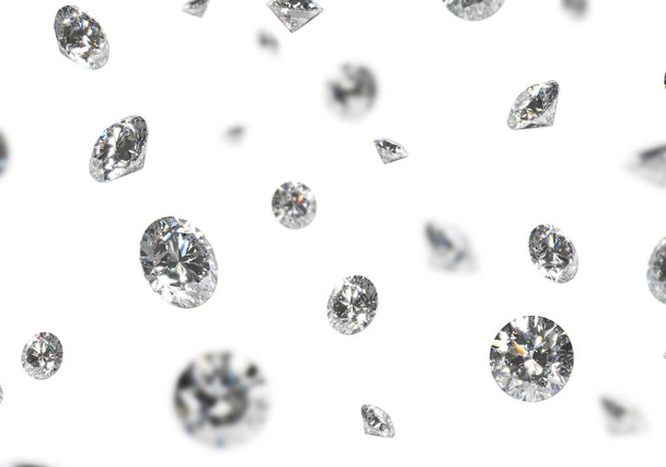 Beautiful Shiny Diamond in Brilliant Cut on White Background,- Crystal Background - Foto, afbeelding