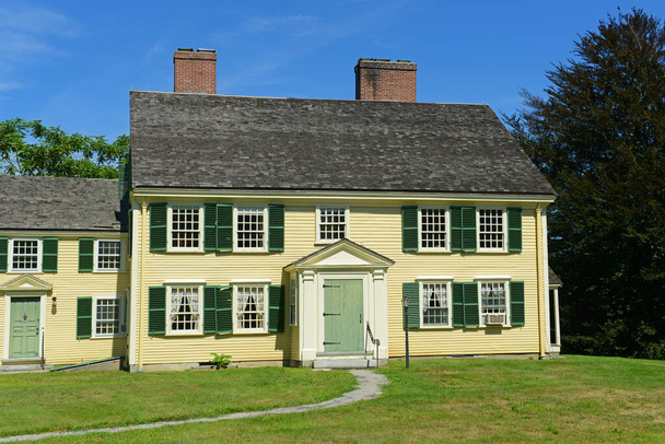 Történelmi Major John Buttrick House in Minute Man Nemzeti Történelmi Park, Concord, Massachusetts MA, USA. - Fotó, kép