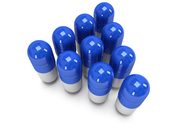 3d medical pills stand like pyramid on white - Φωτογραφία, εικόνα