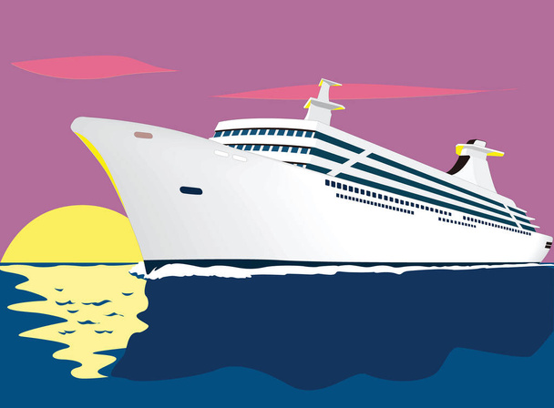 cruise sea ship travel vector illustration transparent background - Vektör, Görsel