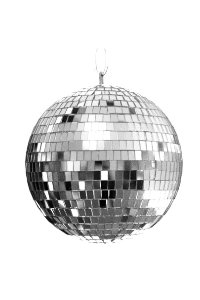 beyaz arkaplanda yansıması olan disko topu - Fotoğraf, Görsel