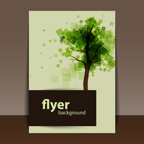 Flyer or Cover Design with Abstract Green Tree Background - Vector, Image