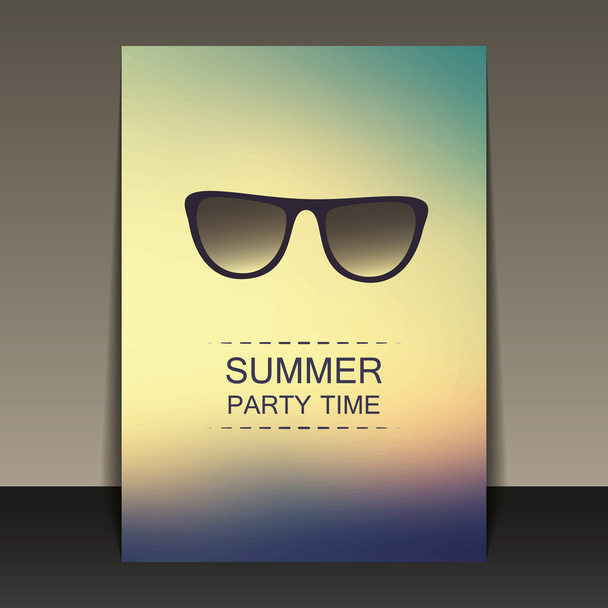 Summer Party Flyer, Card or Cover Template - Vector Design Concept - Vetor, Imagem