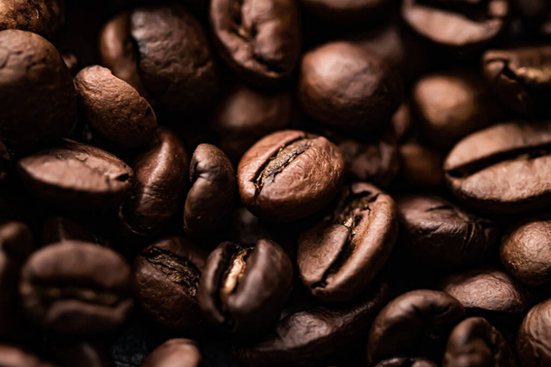Coffee beans background, roasted signature bean with rich flavour, best morning drink and luxury blend - Photo, Image