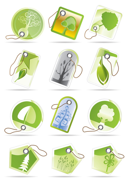 Green and leaf labels - Vector, Image