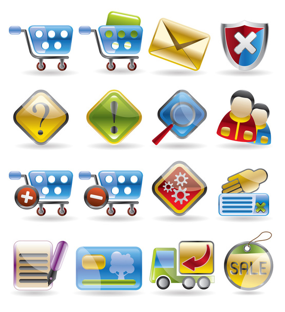 Online Shop Icons - Vektor, Bild