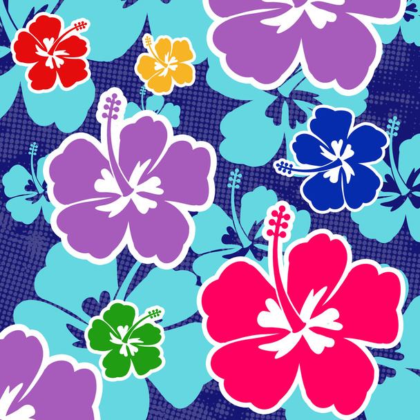 nahtloses Muster mit Hibiskusblüte - Vektor, Bild