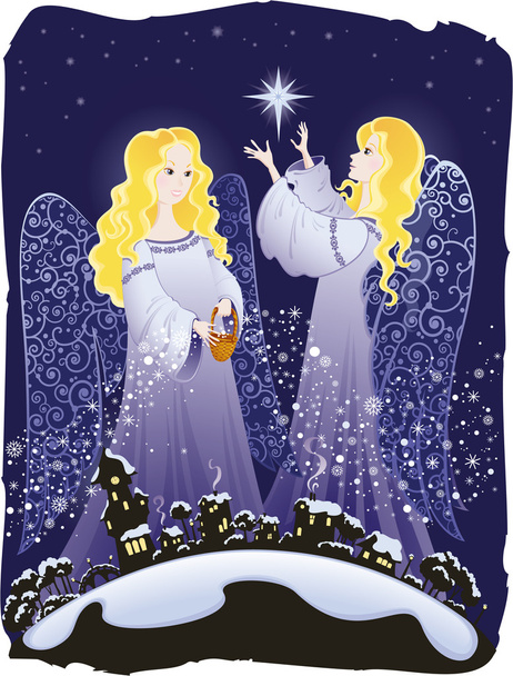 Рождественские ангелы
 - Вектор,изображение