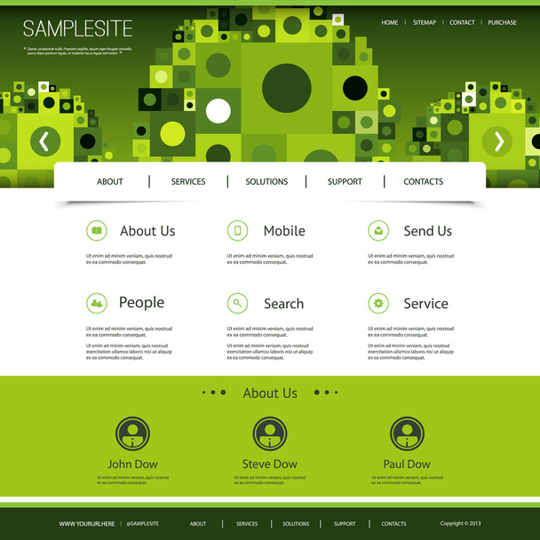 Website Template with Green Abstract Header Design - Vector, Imagen