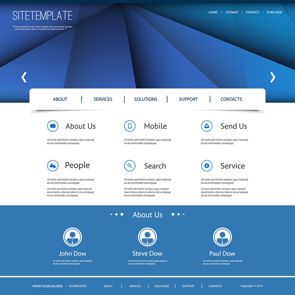 Website Template with Abstract Header Design - Vector, Image