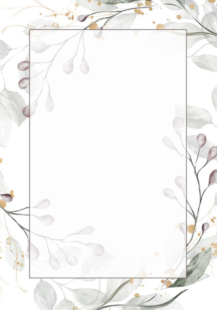 Folhas de outono pálidas - bandeira de desenho botânico. Moldura de borda de aquarela pastel floral - Foto, Imagem