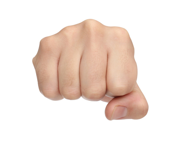 Σημάδια χεριών. Punch γροθιά απομονώνονται σε λευκό φόντο - Φωτογραφία, εικόνα