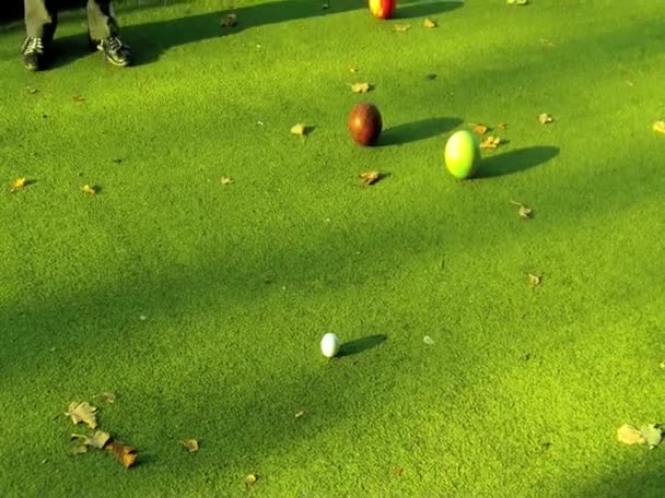 Hra koule na falešné trávě - Záběry, video