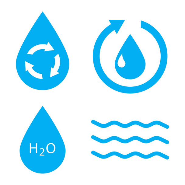 Water drop outline icon. Liquid drop symbol. Eco symbol. Recycle, Rain icon set. Vector illustration. Stock image. - Vector, Image