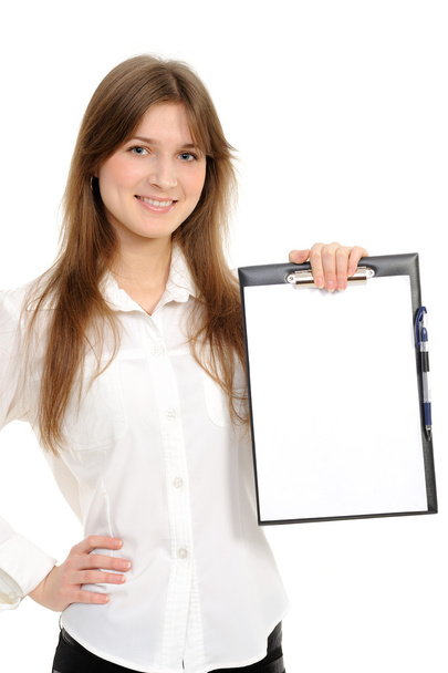 Woman with a folder representing something - Photo, image