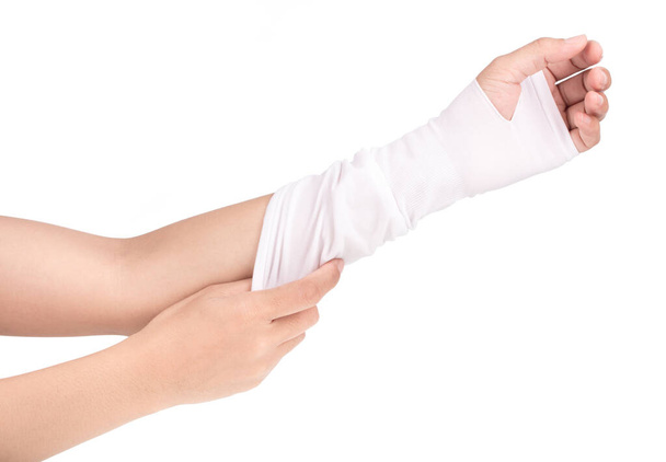 UV-Schutz Arm Sleeve isoliert auf weißem Hintergrund. - Foto, Bild