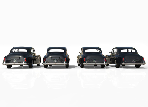 Four classic cars black back - Zdjęcie, obraz