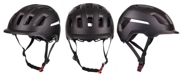 Colección de casco de ciclismo negro aislado sobre fondo blanco. - Foto, imagen