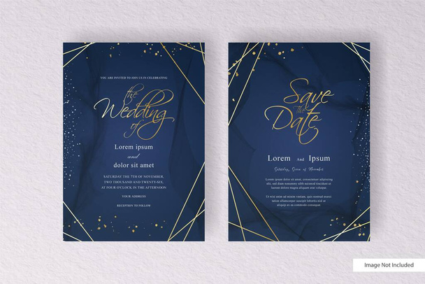 Minimalist watercolor wedding card template with hand drawn floral and watercolor splash design - Vector, Image