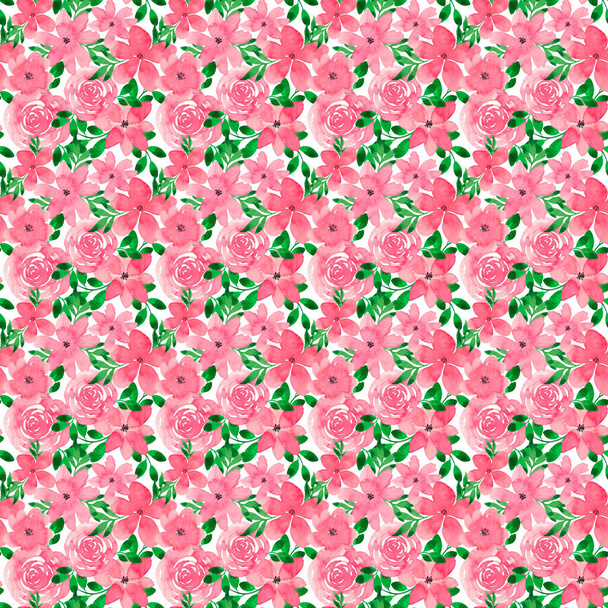 Fondo infinito abstracto con flores rosadas. La acuarela pintada florece para el diseño de una postal, papel de envolver, invitación, etiqueta de precio, impresión en textiles y más - Foto, imagen