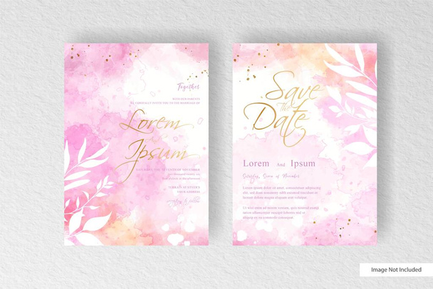Colorful watercolor wedding invitation splash with abstract dynamic fluid - Vector, Image