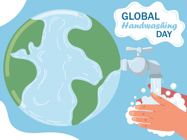 cartão de saudação global dia de lavagem das mãos - Vetor, Imagem